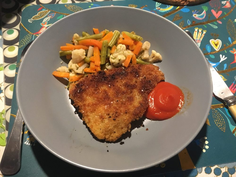recette lieu jaune poisson pané aux petits légumes
